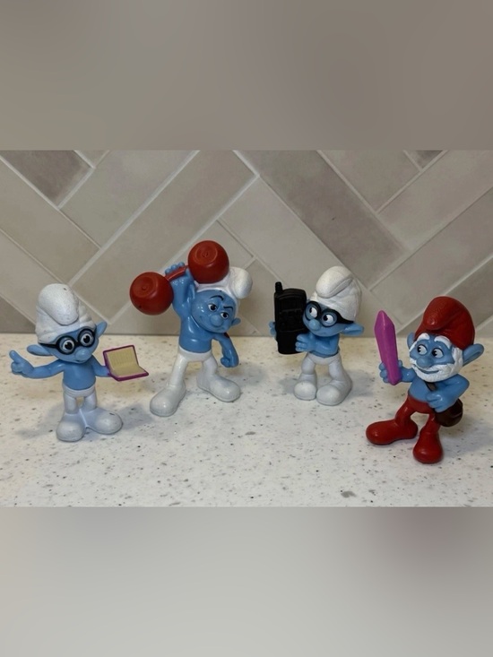 McDonald's Other - Vintage 2011 Peyo Smurfs 3" Figures Lot of 4 McDonalds Brainy Papa Smurf Hefty
